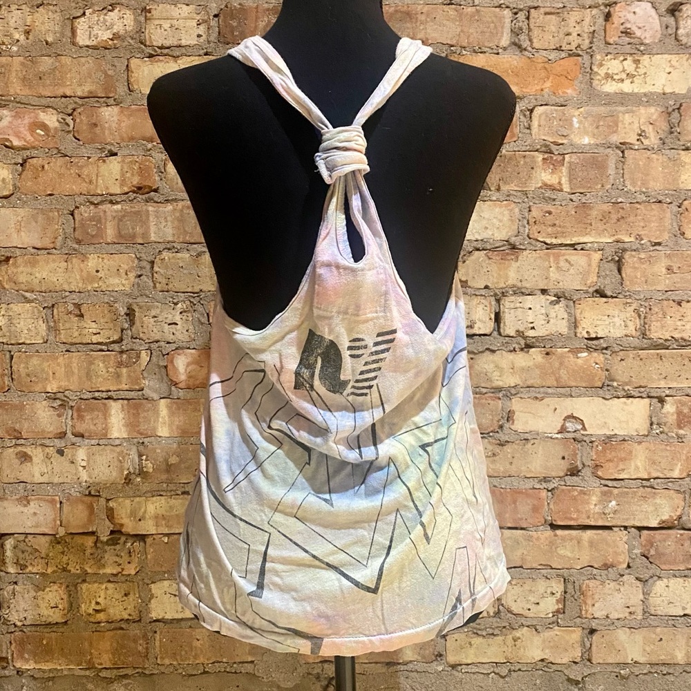 80s Retro Rainbow Geometric Tie Dye Racerback Tank